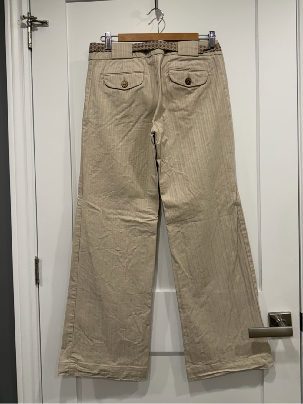 Y2K GAPstretch,  Beige Stretch Ankle Wide Leg Chino with flowered tie belt - Picture 9 of 11